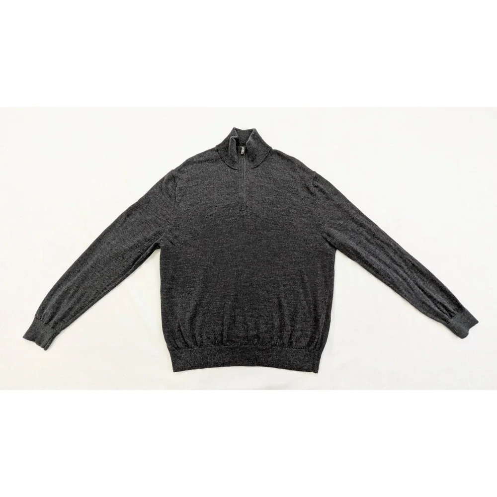 Banana Republic 100% Merino Wool Men's 1/4 Zip Gray Pullover Sweater XL *READ*